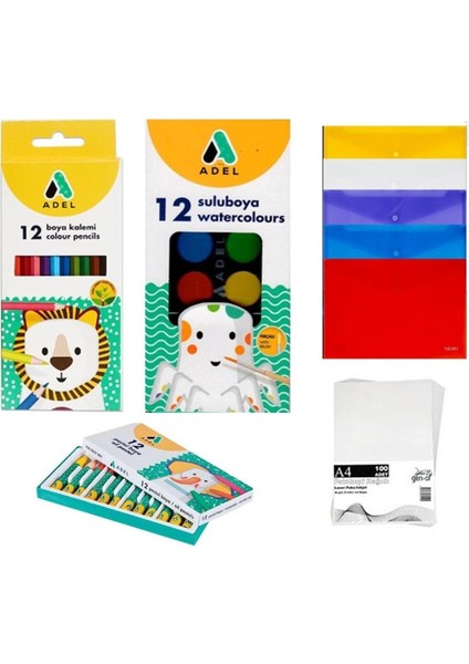 3'lü Boyama Seti + 100 Sayfalı Fotokopi ve Dosya Seti