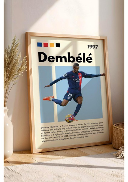 Ousmane Dembele Çerçeveli Tablo - Dekoratif Çerçeveli Futbolcu Poster Tablo