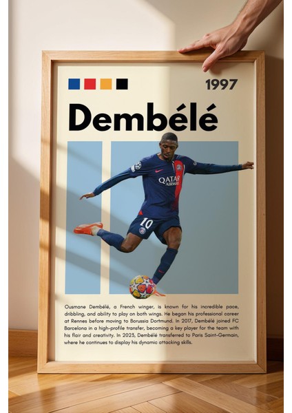 Ousmane Dembele Çerçeveli Tablo - Dekoratif Çerçeveli Futbolcu Poster Tablo fiyatları