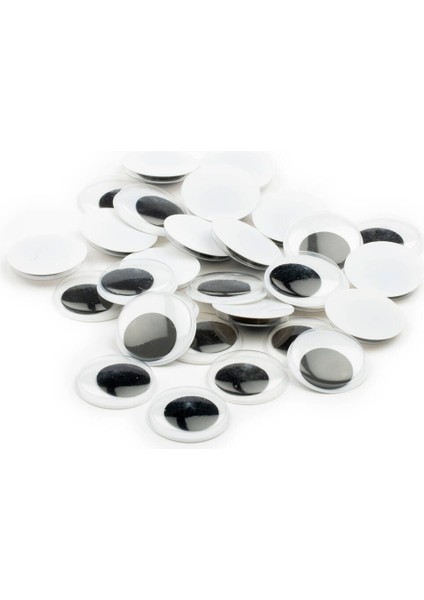 15 mm Siyah-Beyaz Oynar Göz Seti, 50 Adet, Eğlenceli ve Renkli Tasarım Seçeneği