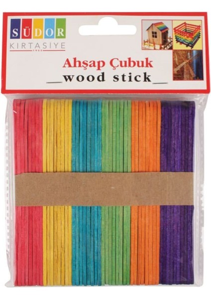 Renkli Ahşap Dil Çubuğu, Küçük Boy, Doğal ve Sağlıklı Malzeme