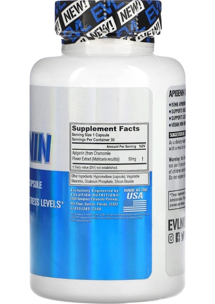 Apigenin Papatya Çiçeği Healthy Stress Levels 50 mg 30 Veggie Caps fiyatları