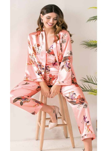 Iç Giyim Moongirl Üçlü Saten Pijama Takımları