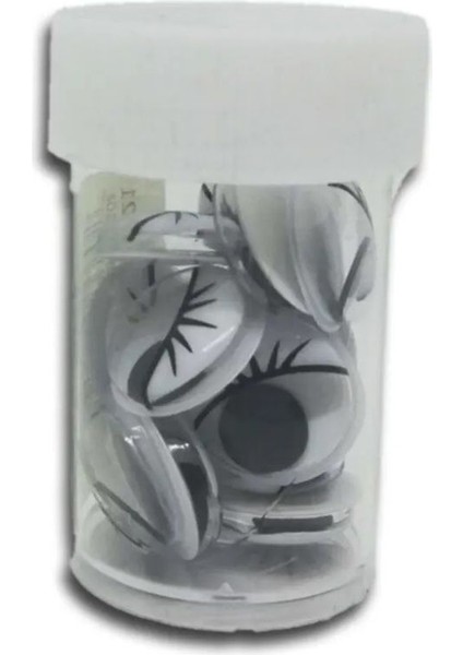 15 mm Siyah Beyaz Kirpikli Oynar Göz, Eğlenceli ve Renkli Dekorasyon Malzemesi