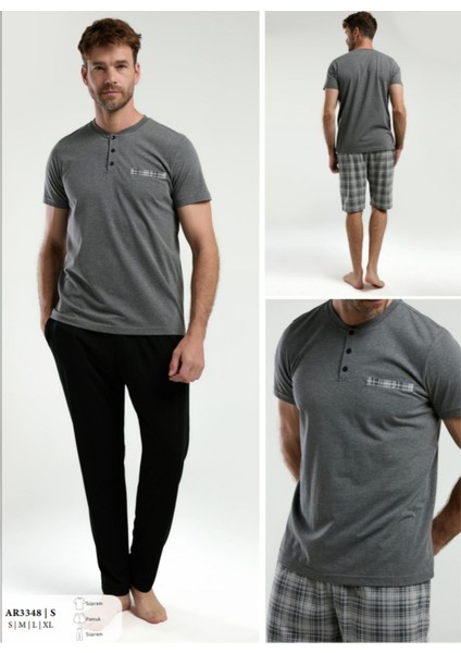 Iç Giyim Arnetta Süprem T-Shirt-Şort-Pantalon 3'lü Pijama Takımı