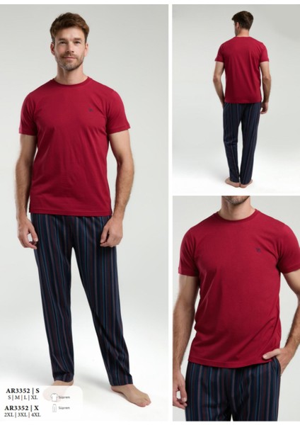 Iç Giyim Arnetta Kısa Kol Oval Yaka Desenli Süprem Pijama Takımı Büyük Bedenli