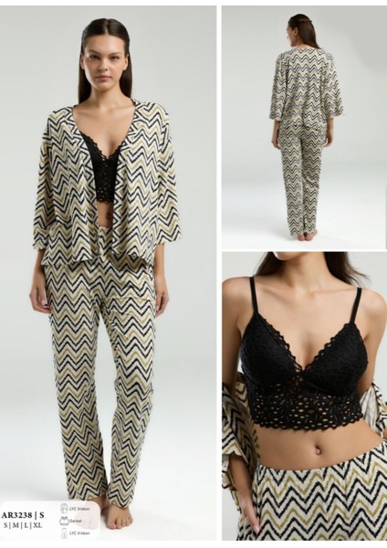 Iç Giyim Arnetta 3'lü Uzun Pijama Takımı