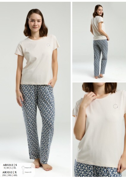 Iç Giyim Arnetta Kısa Kol Ikili Pijama Takımı Büyük Bedenli