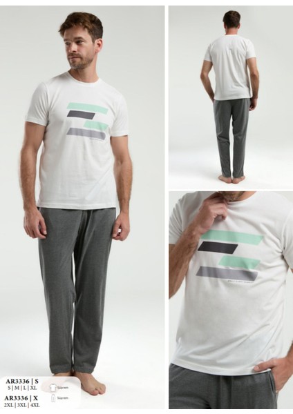 Iç Giyim Arnetta Kısa Kol Oval Yaka Desenli Süprem Pijama Takımı Büyük Bedenli