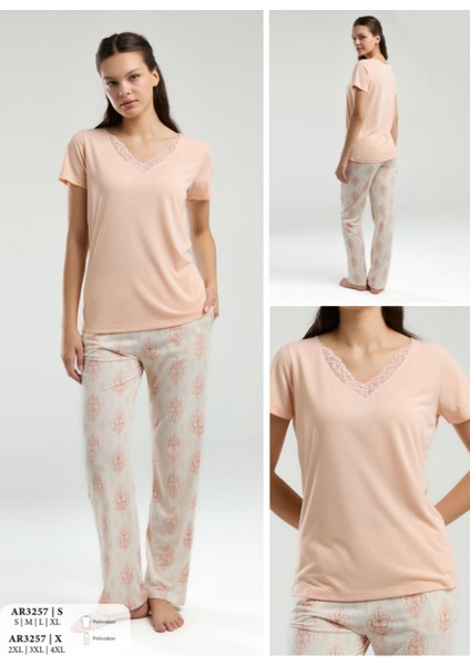 Iç Giyim Arnetta Kısa Kol Ikili Pijama Takımı Büyük Bedenli