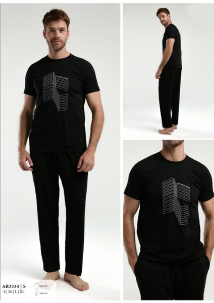 Iç Giyim Arnetta Kısa Kol Oval Yaka Desenli Süprem Pijama Takımı