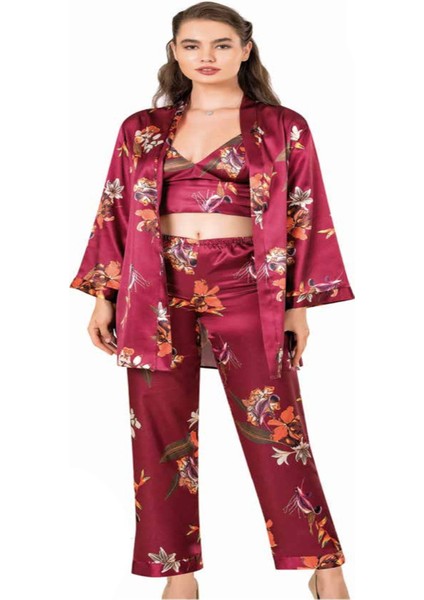 Iç Giyim Moongirl Üçlü Saten Pijama Takımları