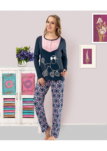 Iç Giyim Derya Kurşun Pamuk Kumaş Tayt'lı Pijama Takım