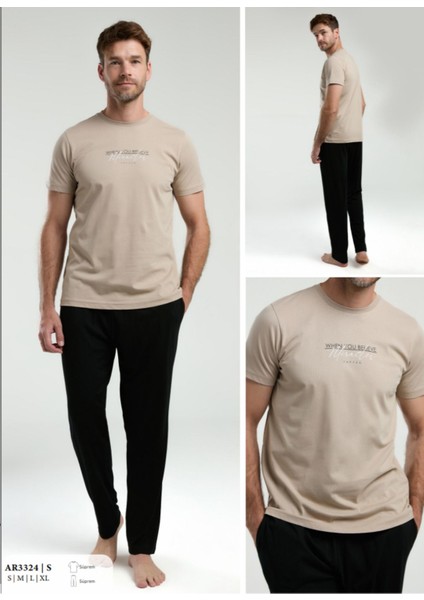 Iç Giyim Arnetta Kısa Kol Oval Yaka Desenli Süprem Pijama Takımı