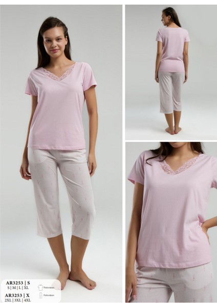 Iç Giyim Arnetta Kısa Kol Ikili Kapri Pijama Takımı Büyük Bedenli