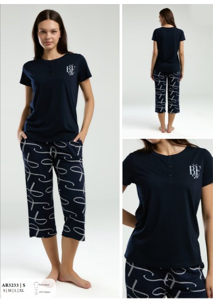 Iç Giyim Arnetta Kısa Kol Ikili Kapri Pijama Takımı Büyük Bedenli