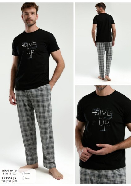 Iç Giyim Arnetta Kısa Kol Oval Yaka Desenli Süprem Pijama Takımı Büyük Bedenli