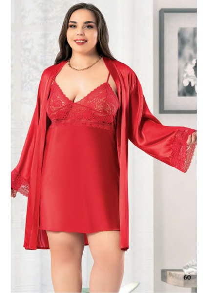 Iç Giyim Miss Laris Ikili Saten Büyük Beden Gecelik Sabahlık Takımı Çeyizlik fiyatları