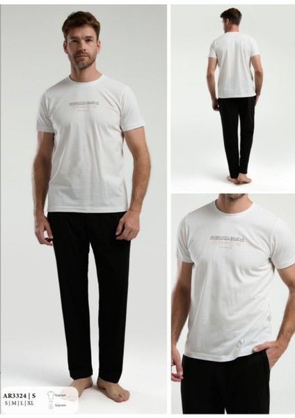 Iç Giyim Arnetta Kısa Kol Oval Yaka Desenli Süprem Pijama Takımı