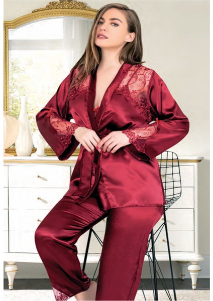 Iç Giyim Miss Laris Üçlü Lüx Saten Pijama Takımı Çeyizlik fiyatları