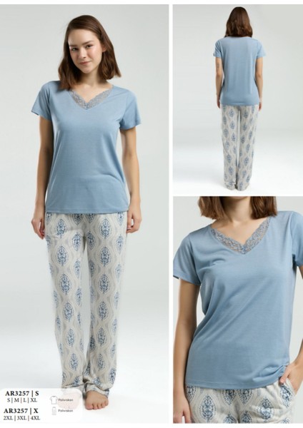 Iç Giyim Arnetta Kısa Kol Ikili Pijama Takımı Büyük Bedenli