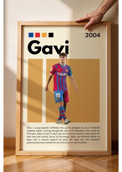Gavi Çerçeveli Tablo - Dekoratif Çerçeveli Futbolcu Poster Tablo fiyatları
