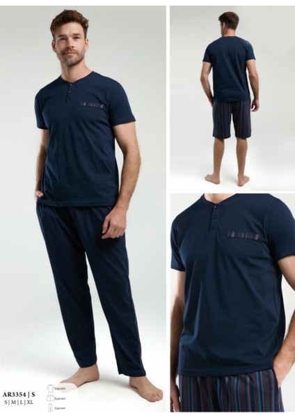 Iç Giyim Arnetta Süprem T-Shirt-Şort-Pantalon 3'lü Pijama Takımı