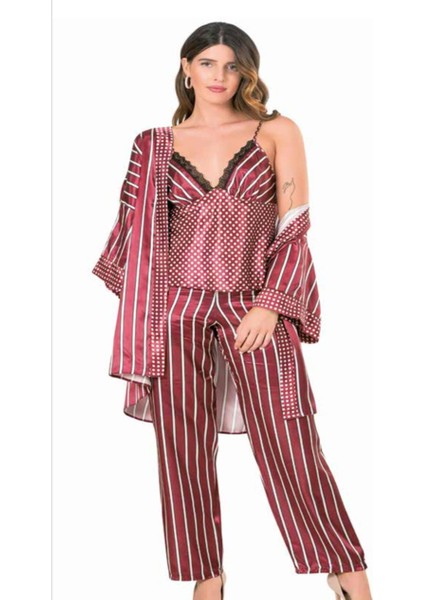 Iç Giyim Moongirl Üçlü Saten Pijama Takımları