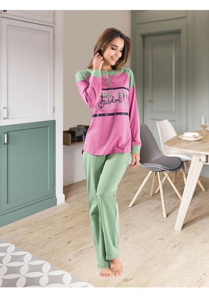 Iç Giyim Derya Kurşun Pamuk Kumaş Tayt'lı Pijama Takım