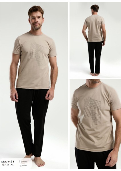 Iç Giyim Arnetta Kısa Kol Oval Yaka Desenli Süprem Pijama Takımı