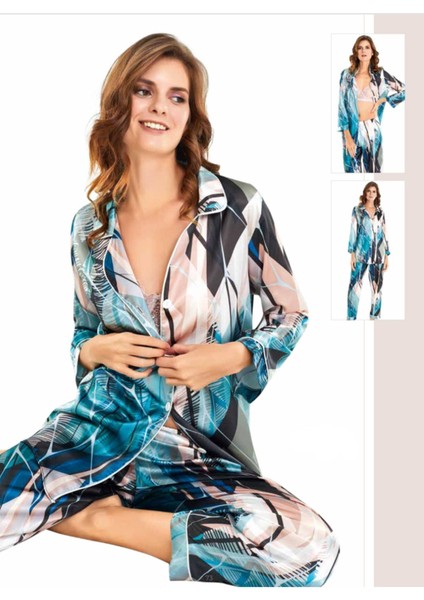Iç Giyim Moongirl Üçlü Saten Pijama Takımları