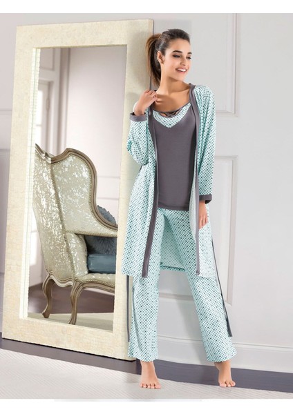 Iç Giyim Derya Kurşun Pamuk Pijama Takım Set