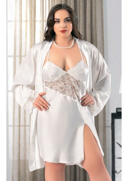 Iç Giyim Miss Laris Ikili Saten Büyük Beden Gecelik Sabahlık Takımı Çeyizlik fiyatları