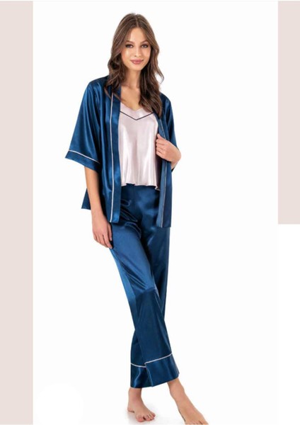 Iç Giyim Moongirl Üçlü Saten Pijama Takımları