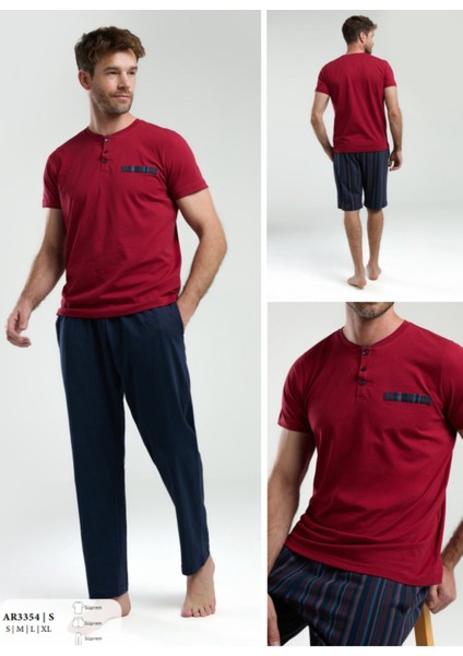 Iç Giyim Arnetta Süprem T-Shirt-Şort-Pantalon 3'lü Pijama Takımı