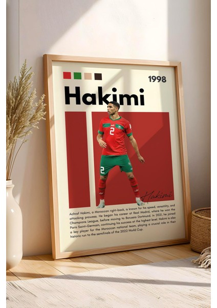 Achraf Hakimi Çerçeveli Tablo - Dekoratif Çerçeveli Futbolcu Poster Tablo
