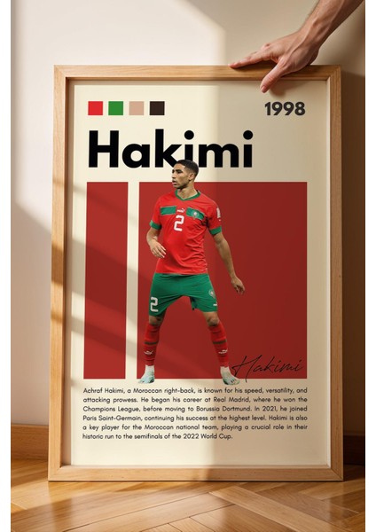 Achraf Hakimi Çerçeveli Tablo - Dekoratif Çerçeveli Futbolcu Poster Tablo fiyatları