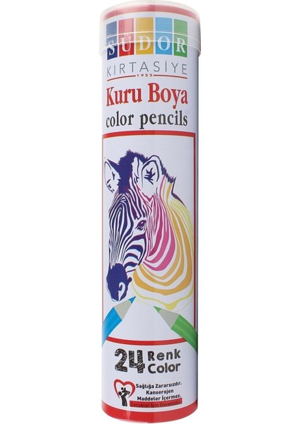 24'lü Kuruboya Kalem Seti, Teneke Kutuda Renkli Çocuk ve Öğrenci Hobi Malzemesi