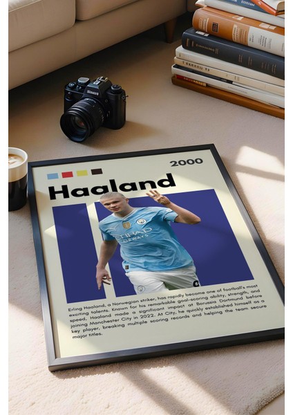 Erling Haaland Çerçeveli Tablo - Dekoratif Çerçeveli Futbolcu Poster Tablo fiyatları