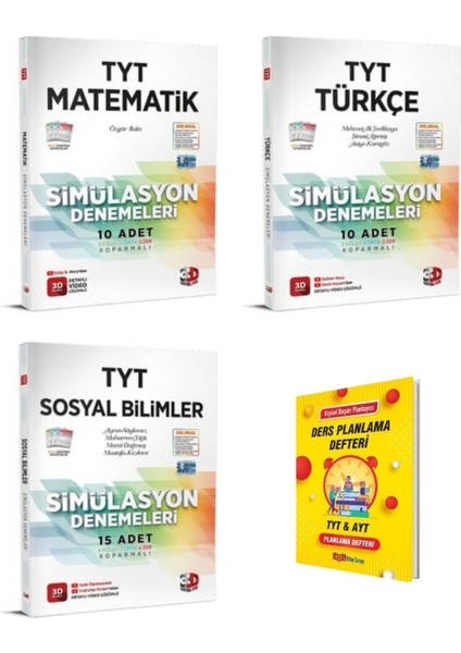 TYT Matematik - Türkçe - Sosyal Bilimler 3'lü Deneme Seti + Planlama Defteri