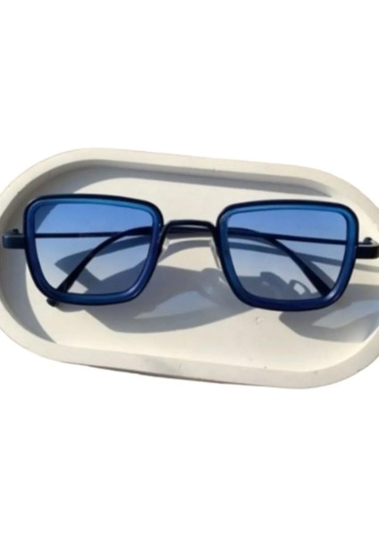 Steampunk Mavi Cam Mavi Çerçeve Ünisex Güneş Gözlüğü modelleri