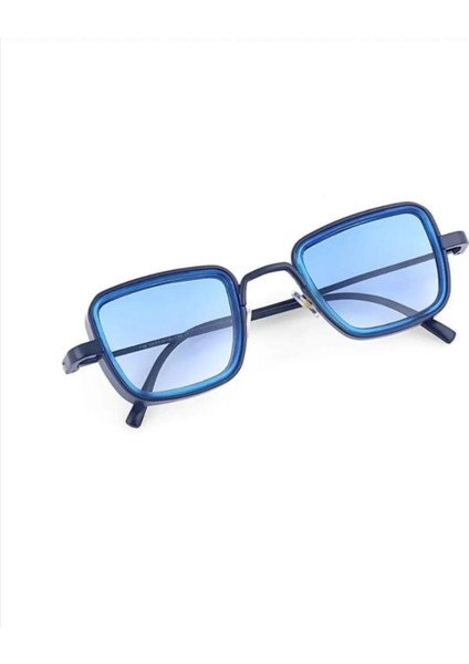 Steampunk Mavi Cam Mavi Çerçeve Ünisex Güneş Gözlüğü indirimleri