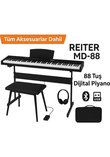 MD88 Pedallı Tuş Hassasiyetli Tabure Kulaklık Stand Dahil
