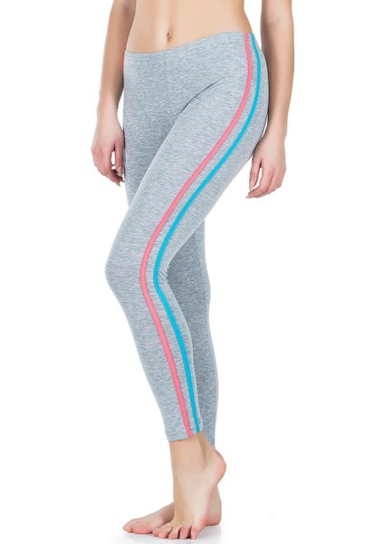 Iç Giyim Derya Kurşun Yüksek Bel Pamuk Kumaş Yandan Çift Şeritli Uzun Tayt