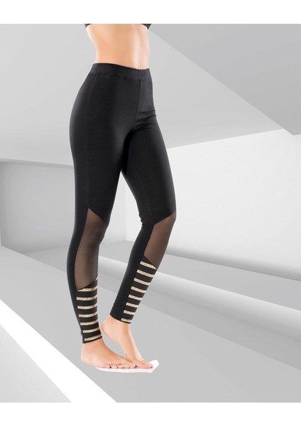 Iç Giyim Derya Kurşun Yüksek Transparan Parçalı Sporcu Tayt