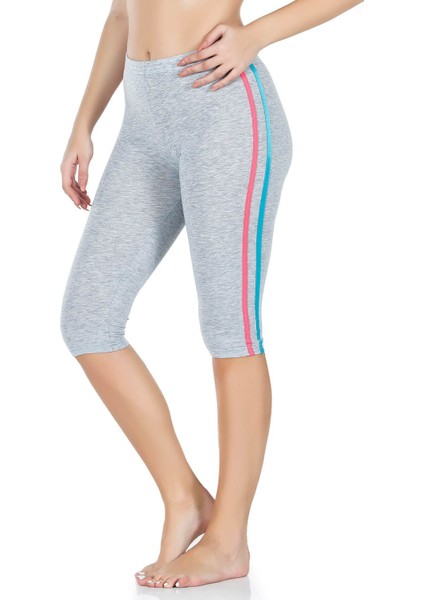 Iç Giyim Derya Kurşun Yüksek Bel Pamuk Kumaş Yandan Çift Şeritli Kapri Tayt modelleri