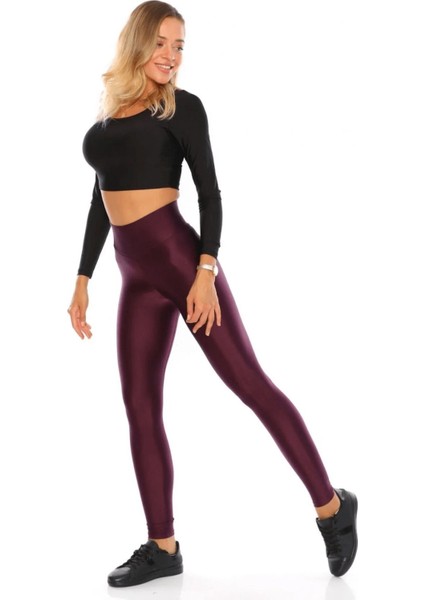 Iç Giyim Derya Kurşun Esnek Kumaş Rahat Kesim Yüksek Bel Kalın Kemerli Parlak Disco Tayt fiyatları