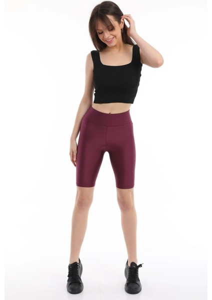 Iç Giyim Derya Kurşun Esnek Kumaş Rahat Kesim Yüksek Bel Parlak Diz Üsttü Bisikletçi Tayt fiyatları