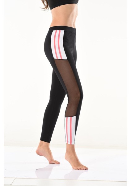 Iç Giyim Derya Kurşun Yüksek Bel Transparan Detaylı Sporcu Şık Tayt