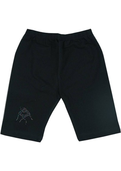 Kız Çocuk Siyah Taş Baskılı Kısa Tayt 3'lü